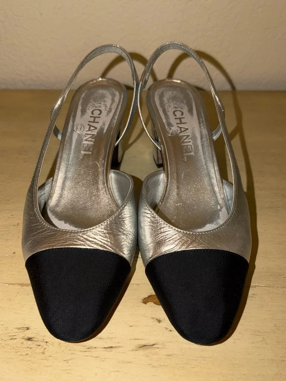 CHANEL Metallic Slingback Pumps